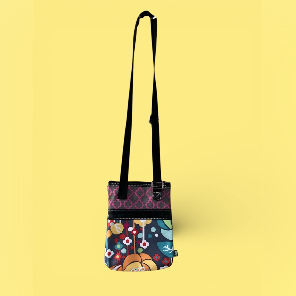 Multicolored Floral 🌼 Pattern Lily Bloom small crossbody bag, EUC - Picture 2 of 8